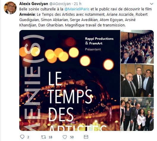 Alexis Govciyan ‏ -Belle soirée culturelle
