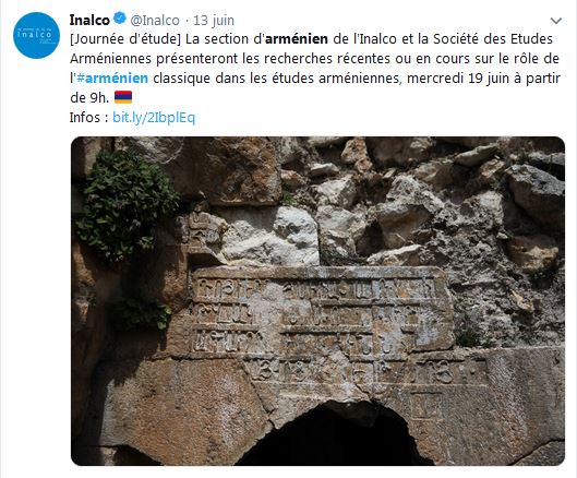 La section d&rsquo;arménien de l&rsquo;Inalco et la Société des Etudes Arméniennes présenteront les recherches récentes ou en cours
