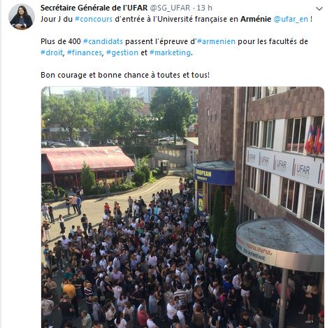 Jour J du concours d&rsquo;entrée à l&rsquo;Université française en Arménie