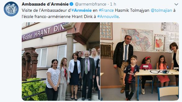 Visite de l&rsquo;Ambassadeur d&rsquo;Arménie en France Hasmik Tolmajyan à l&rsquo;école franco-arménienne Hrant Dink à Arnouville.