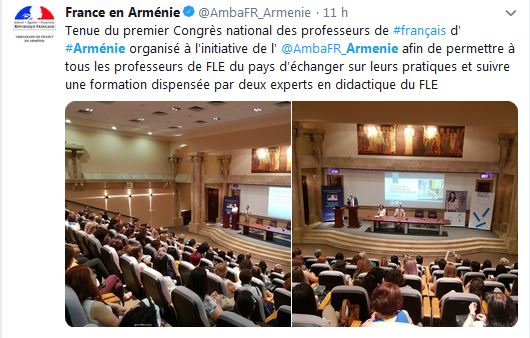 Tenue du premier Congrès national des professeurs de français d&rsquo;Arménie