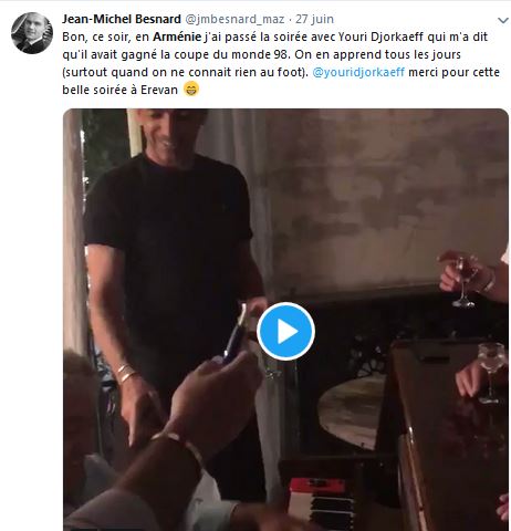 Bon, ce soir, en Arménie j&rsquo;ai passé la soirée avec Youri Djorkaeff