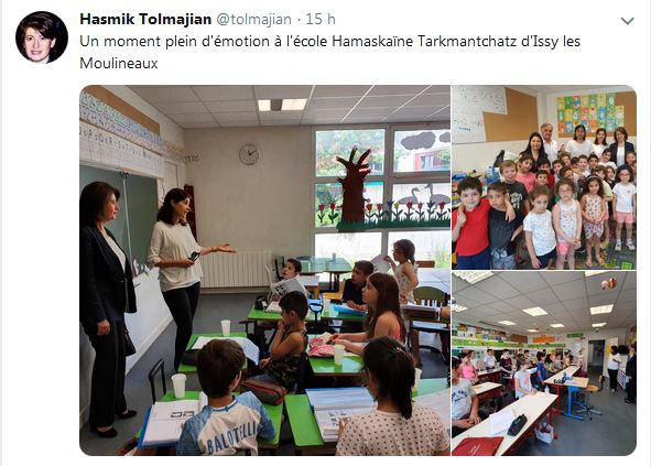 Un moment plein d&rsquo;émotion à l&rsquo;école Hamaskaïne Tarkmantchatz d&rsquo;Issy les Moulineaux