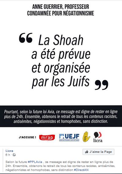 Ensemble, obtenons le retrait de tous les contenus racistes, antisémites, négationnistes et homophobes, sans distinction
