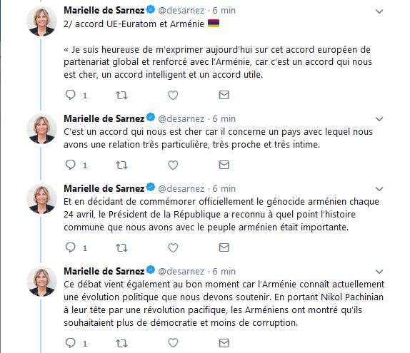 Marielle de Sarnez ‏- accord UE-Euratom et Arménie