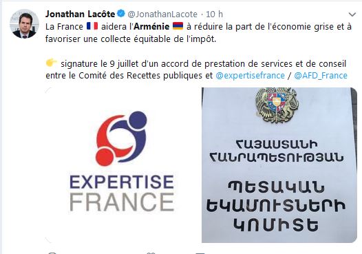 La France aidera l&rsquo;Arménie à réduire la part de l&rsquo;économie grise et à favoriser une collecte équitable de l&rsquo;impôt.