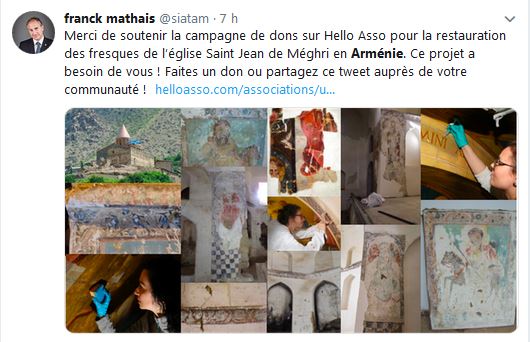 Merci de soutenir la campagne de dons sur Hello Asso pour la restauration des fresques de l’église Saint Jean de Méghri en Arménie