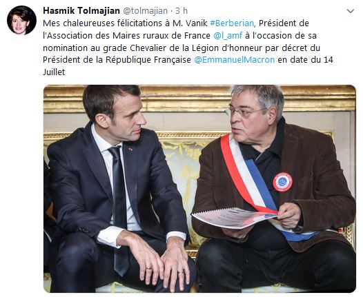 Mes chaleureuses félicitations à M. Vanik Berberian