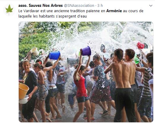 Le Vardavar est une ancienne tradition païenne en Arménie au cours de laquelle les habitants s&rsquo;aspergent d&rsquo;eau
