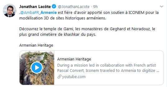 L&rsquo;ambassade de France en Arménie est fière d&rsquo;avoir apporté son soutien à ICONEM pour la modélisation 3D de sites historiques arméniens.