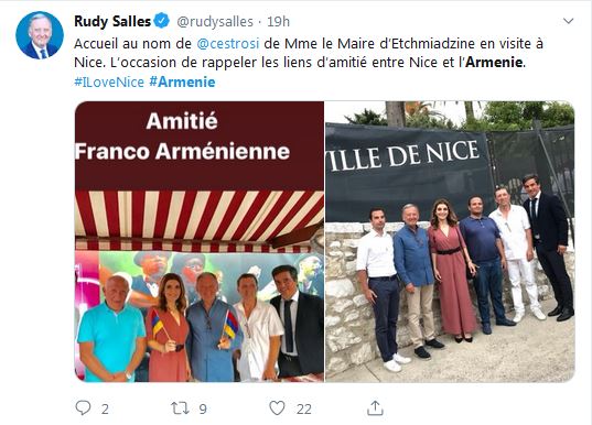 Accueil au nom de Christian Estrosi  de Mme le Maire d’Etchmiadzine en visite à Nice
