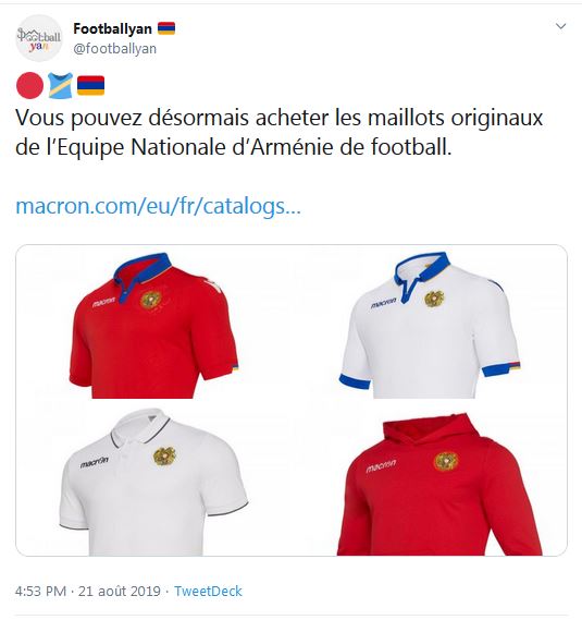Vous pouvez désormais acheter les maillots originaux de l’Equipe Nationale d’Arménie de football.