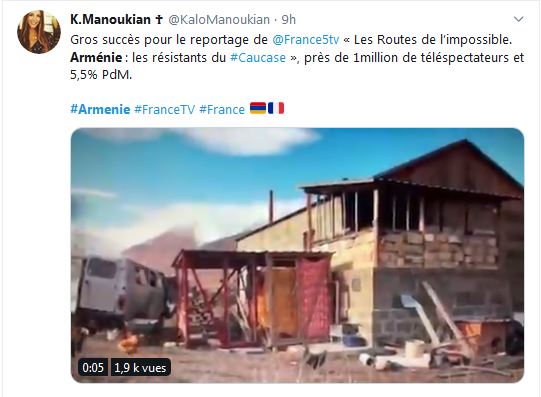 Gros succès pour le reportage de France 5  « Les Routes de l’impossible. Arménie : les résistants du Caucase »