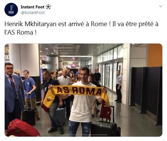 Henrik Mkhitaryan est arrivé à Rome ! Il va être prêté à l’AS Roma !