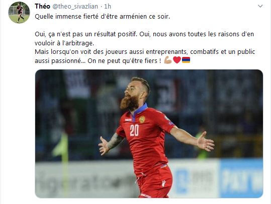 Quelle immense fierté d&rsquo;être arménien ce soir.