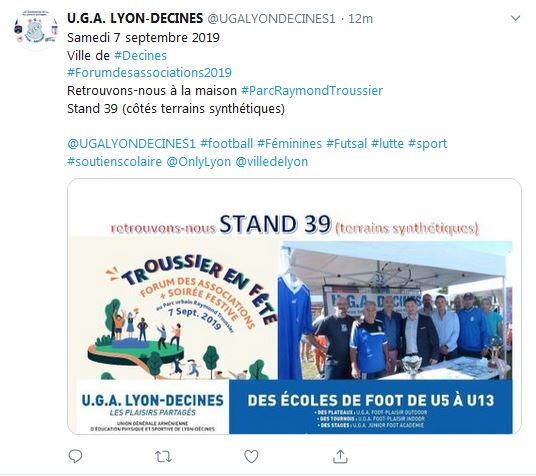 L&rsquo;U.G.A. LYON-DECINES au Forum des Associations