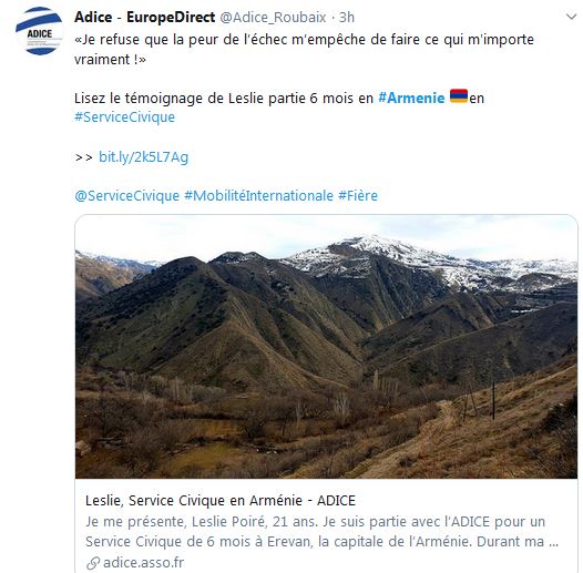 Lisez le témoignage de Leslie partie 6 mois en Arménie  🇦🇲 en Service Civique
