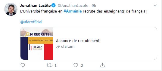 L&rsquo;Université française en Arménie recrute des enseignants de français