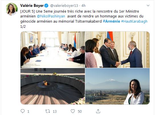 Valérie Boyer :  Une 5eme journée très riche avec la rencontre du 1er Ministre arménien