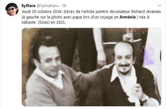 Jeudi 10 octobre 2019. Décès de l&rsquo;artiste peintre dessinateur Richard Jéranian