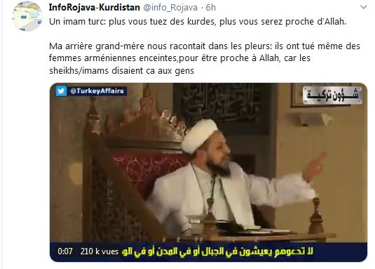 Un imam turc: plus vous tuez des kurdes, plus vous serez proche d&rsquo;Allah.