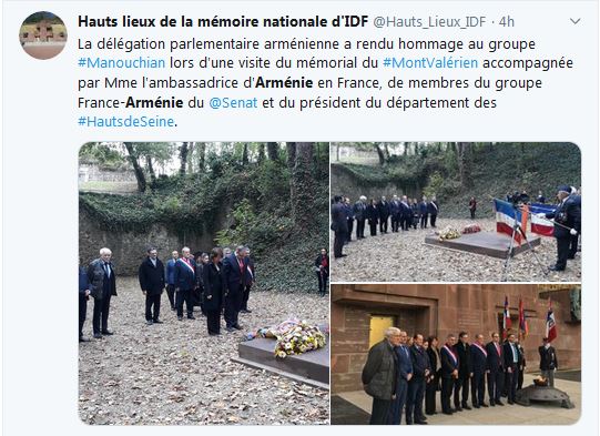 La délégation parlementaire arménienne a rendu hommage au groupe Manouchian