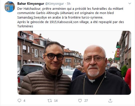 Der Hatchadour, prêtre arménien qui a présidé les funérailles du militant communiste Garbis Altinoglu