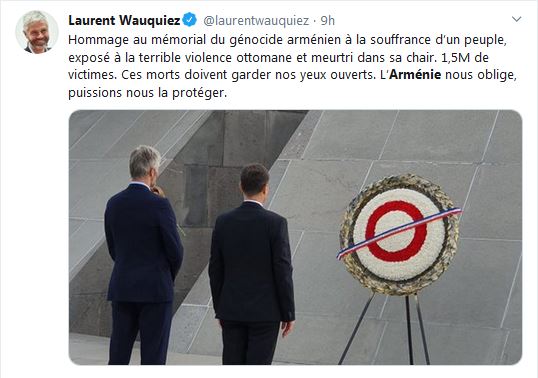 Laurent Wauquiez : Hommage au mémorial du génocide arménien à la souffrance d’un peuple