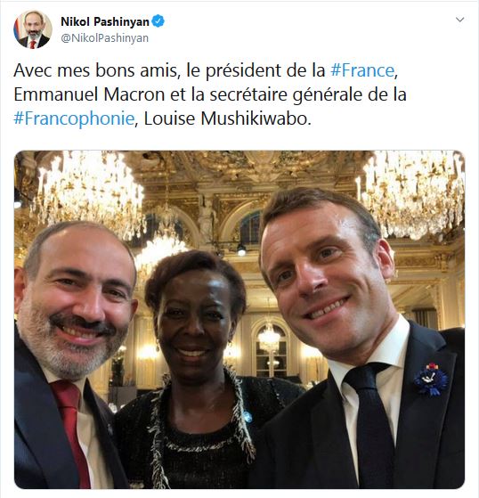 Avec mes bons amis, le président de la France, Emmanuel Macron et la secrétaire générale de la Francophonie, Louise Mushikiwabo.