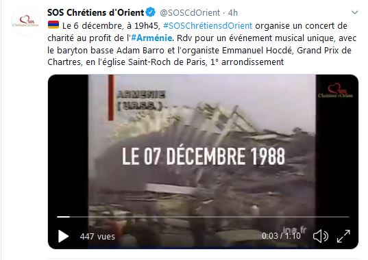 Le 6 décembre, à 19h45, SOS Chrétiens d&rsquo;Orient organise un concert de charité au profit de l&rsquo;Arménie