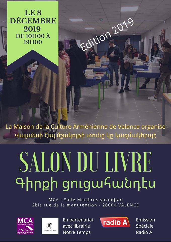 Salon du Livre, édition 2019 le 8 décembre à Maison de la Culture Arménienne de Valence – Վալանսի Հայ Մշակոյթի Տուն