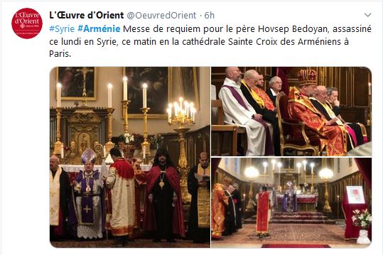 Messe de requiem pour le père Hovsep Bedoyan, assassiné ce lundi en Syrie