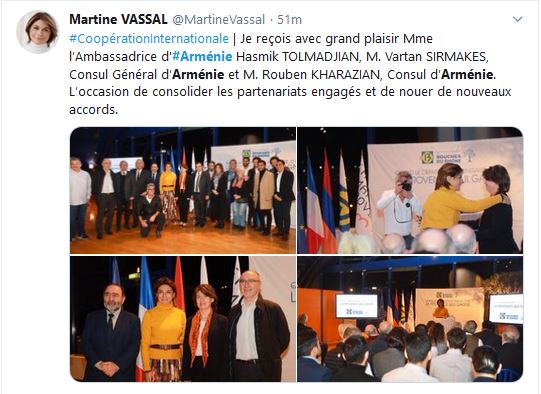 Martine VASSAL – Je reçois avec grand plaisir Mme l’Ambassadrice d&rsquo;Arménie Hasmik TOLMADJIAN