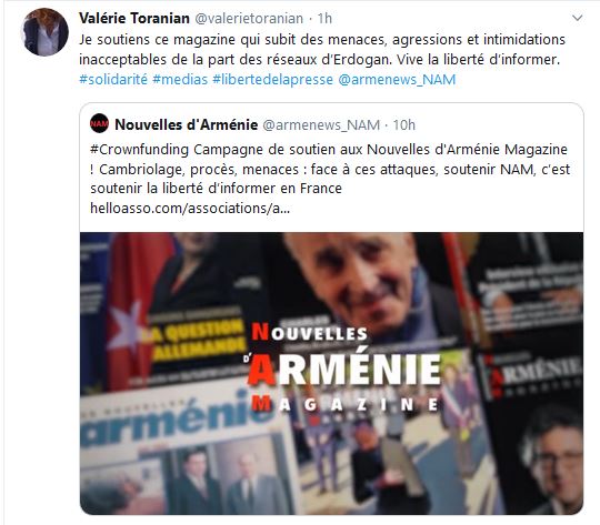 Valérie Toranian – Je soutiens ce magazine qui subit des menaces, agressions et intimidations inacceptables de la part des réseaux d’Erdogan