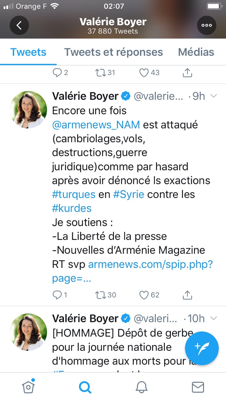Valérie Boyer soutient le magazine Les Nouvelles d&rsquo;Arménie