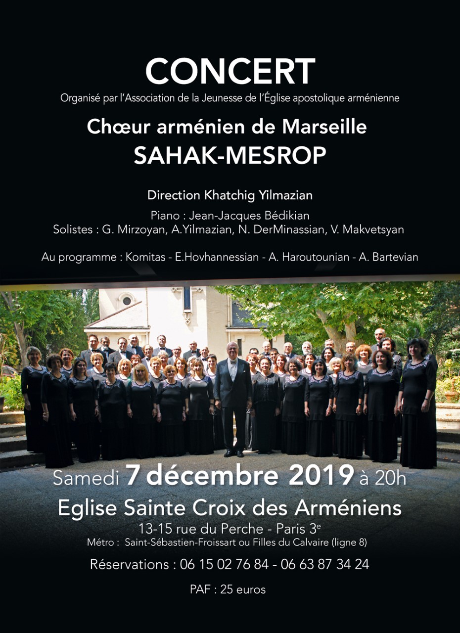 Anulation du concert ce soir du Choeur Sahak Mesrop