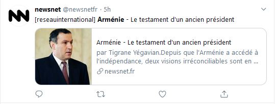 Arménie – Le testament d&rsquo;un ancien président