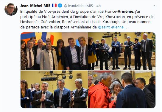 Jean-Michel MIS – En qualité de Vice-président du groupe d’amitié France-Arménie, j’ai participé au Noël Arménien