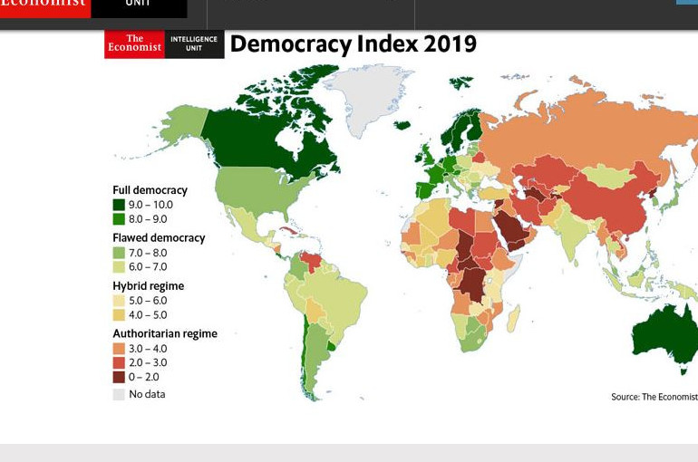 L’Arménie est classée 86e des 165 pays analysés sous l’angle de la démocratie par The Economist