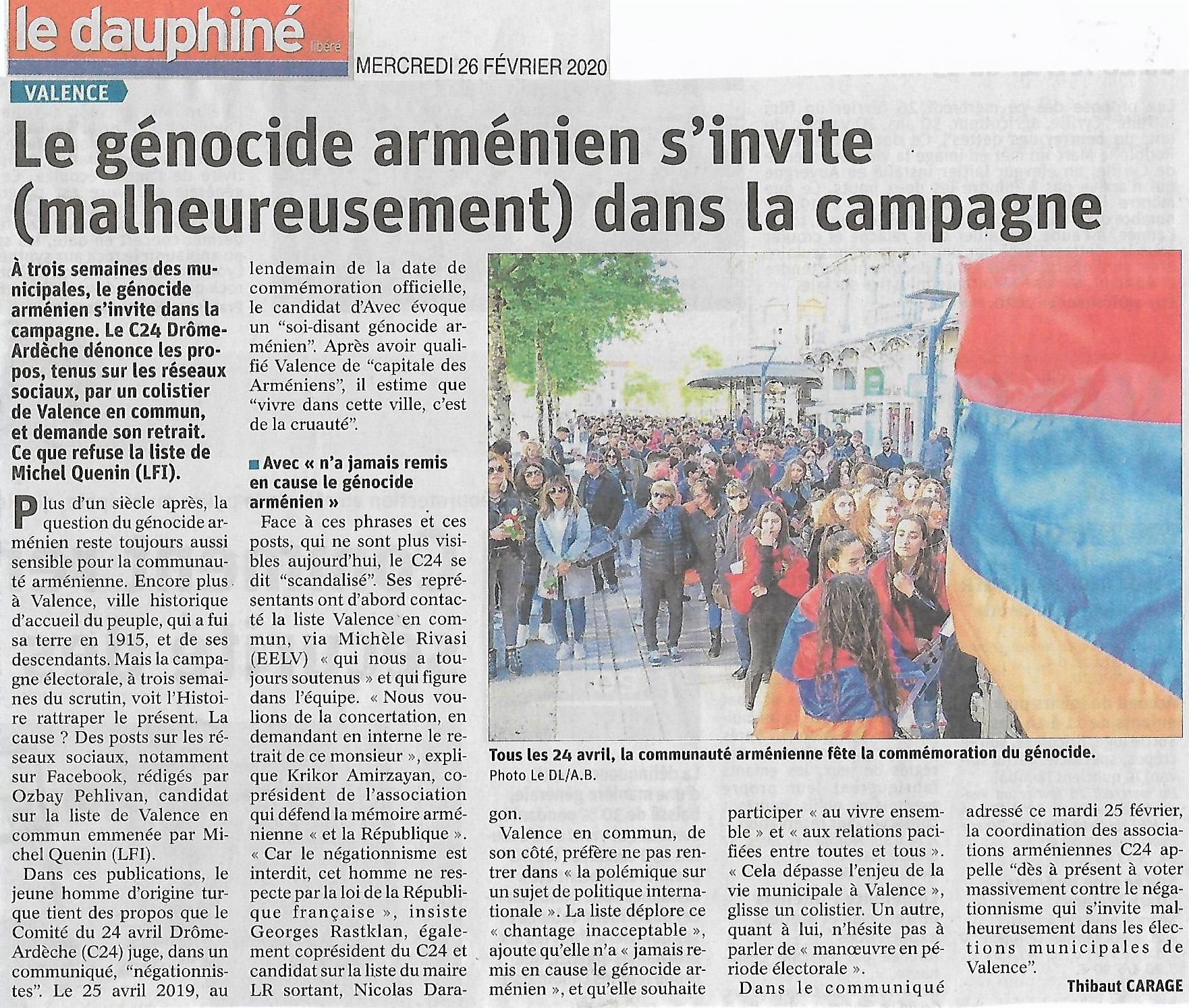 Communiqué du C24 Comité du 24 Avril Drôme Ardèche dénonçant la présence d&rsquo;un négationniste sur une liste municipale de Valence