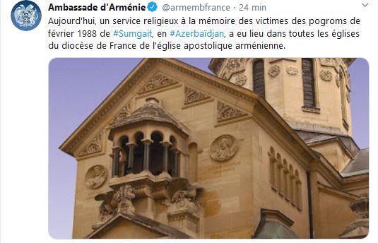 Aujourd&rsquo;hui, un service religieux à la mémoire des victimes des pogroms de février 1988 de Sumgait