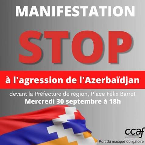A Marseille manifestation « Stop à l’agression de l’Azerbaïdjan » mercredi 30 septembre à 18h00 devant la Préfecture de la région