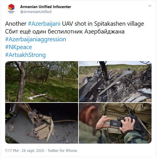 Un autre drone azéri abattu dans le village de Spitakashen