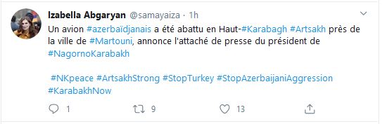 Un avion azerbaïdjanais a été abattu