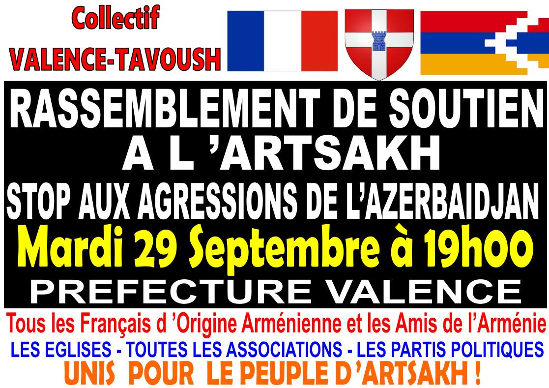 Rassemblement de soutien à l&rsquo;Artsakh devant la Préfecture de Valence aujourd&rsquo;hui 19h00