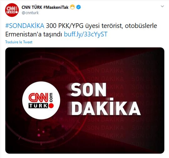 L’Arménie utilise des membres du PKK selon CNN Turk
