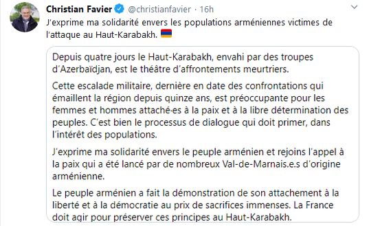 Christian Favier – J’exprime ma solidarité envers les populations arméniennes victimes de l’attaque au Haut-Karabakh