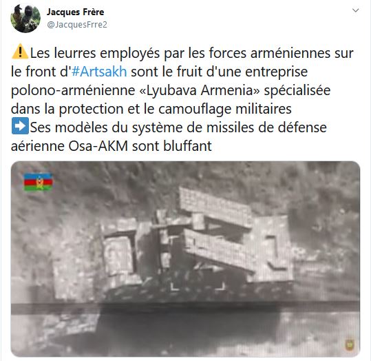 Les leurres employés par les forces arméniennes sur le front d&rsquo;Artsakh sont le fruit d&rsquo;une entreprise polono-arménienne «Lyubava Armenia»
