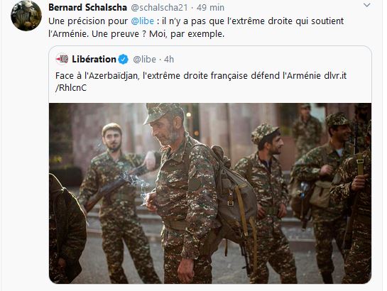 Une précision pour Libération  : il n’y a pas que l’extrême droite qui soutient l’Arménie. Une preuve ? Moi, par exemple.