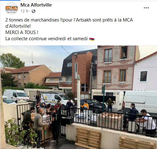 2 tonnes de marchandises !!pour l’Artsakh sont prêts à la MCA d’Alfortville!